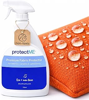 protectME Fabric Protector and Stain Resistant Spray - Upholstery Fabric Spray for Stain Guard for Carpet, Shoes, Couch, Sofa - Non Toxic Water Based Furniture Protector - 25.4 Fl. Oz.