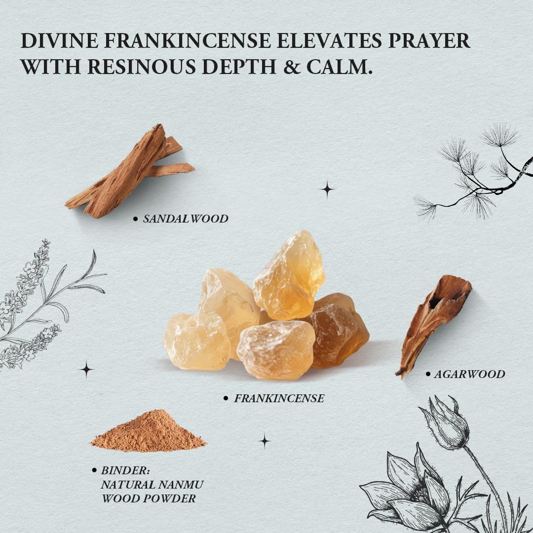 Innergy Frankincense Square Incense Sticks, No Bamboo Core, Gift Set | 100% natural, no synthetic fragrance or dyes, frankincense resin with sandalwood, meditation, ritual, 20 count