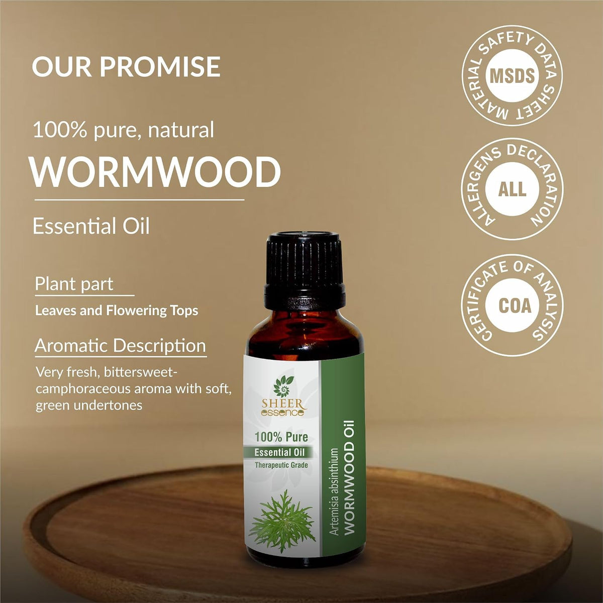 Wormwood Oil (Artemisia Absinthium) Essential Oil 100% Pure Natural Undiluted Uncut Therapeutic Grade Oil 0.50 OZ