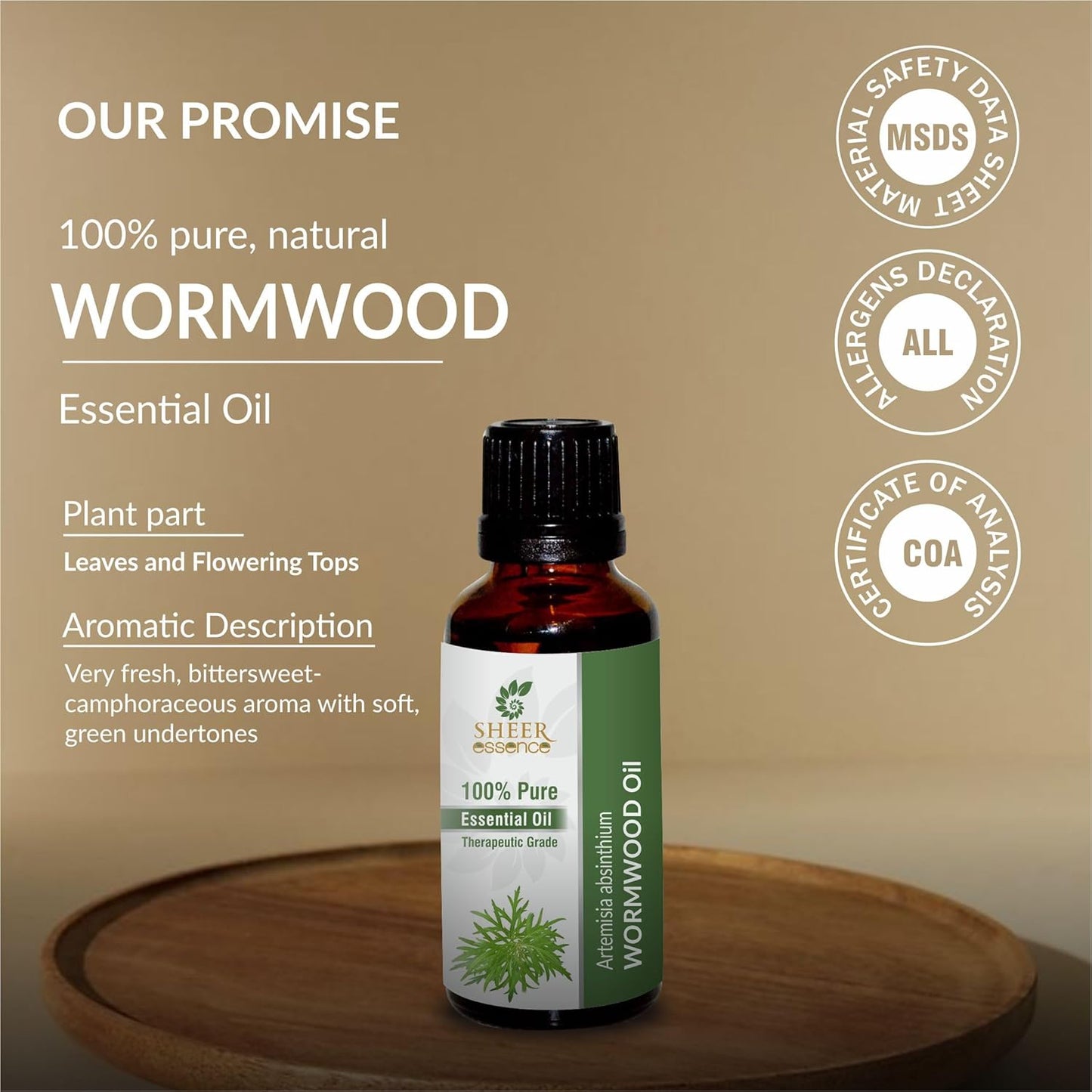 Wormwood Oil (Artemisia Absinthium) Essential Oil 100% Pure Natural Undiluted Uncut Therapeutic Grade Oil 0.50 OZ