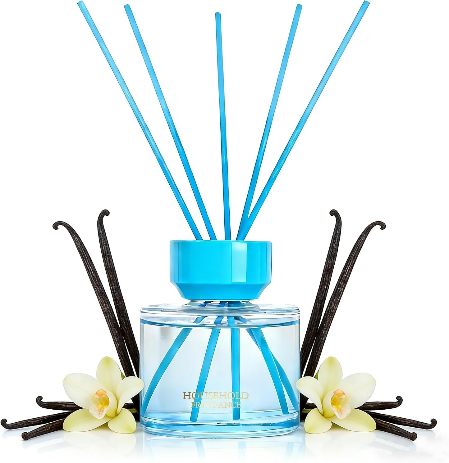 Reed Diffuser Set - 3.38 fl oz (100ml) Vanilla Oil Diffusers | 5 Premium Reed Sticks | Home Fragrance Oil for Bathroom, Bedroom & Living Room | Aromatherapy Diffuser | Shelf Decor