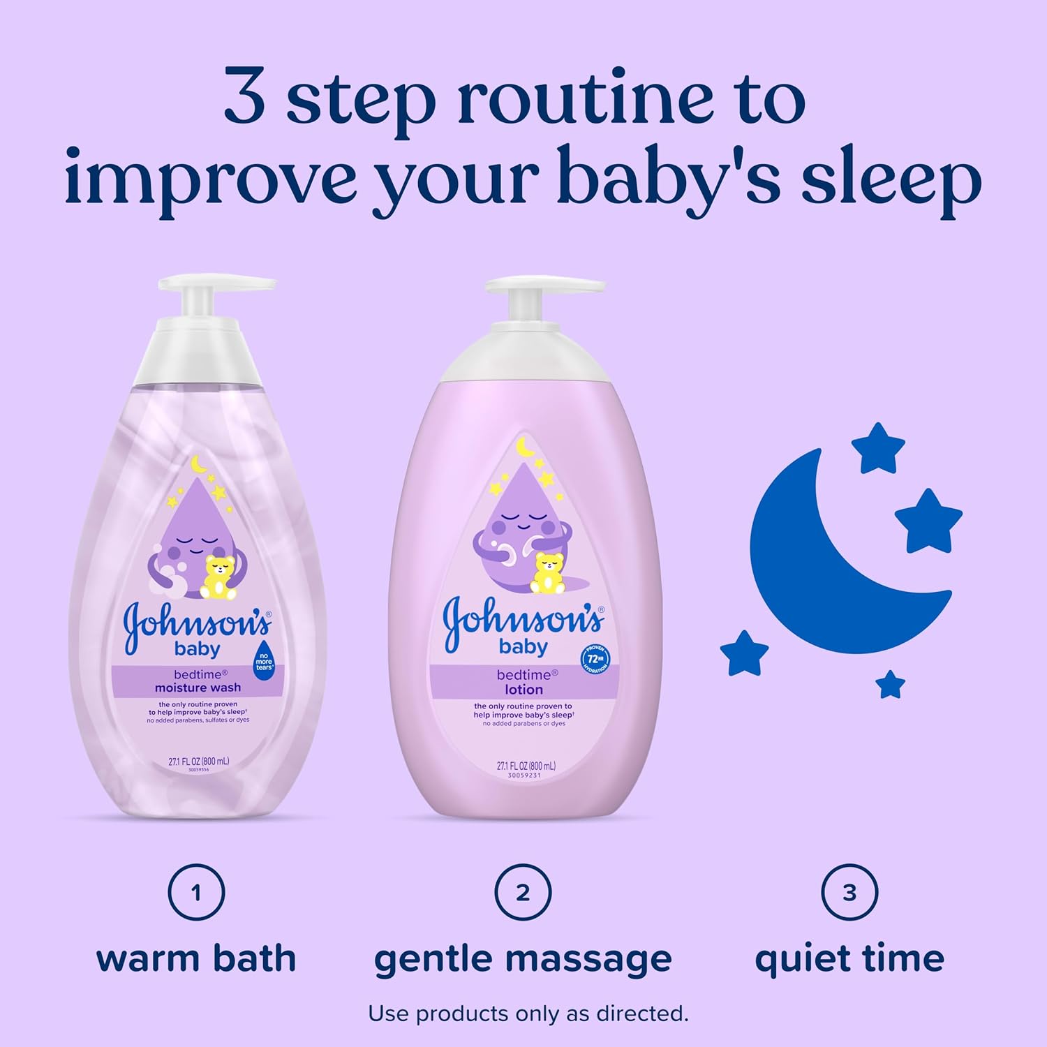 Johnson's Baby Bedtime Moisture Body Wash, Soothing NaturalCalm Aromas, Nighttime Bath Wash to Help Calm Baby Before Bed, Baby Wash, No added Parabens & Sulfates, 27.1 fl. oz