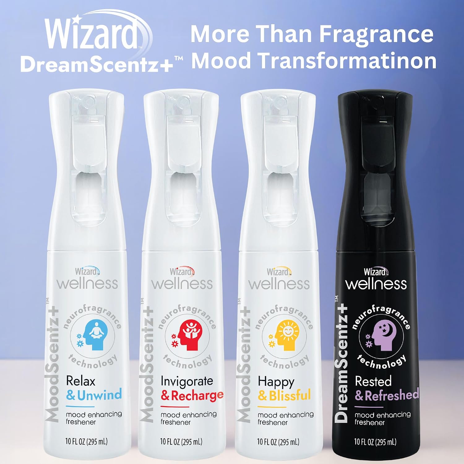 Wizard DreamScentz™ (Rested & Refreshed) Patented Science-Backed Mood-Enhancing Room Mist, Non-Aerosol Continuous Fine-Mist Spray with Neuro-Fragrance Technology – 10 Fl Oz
