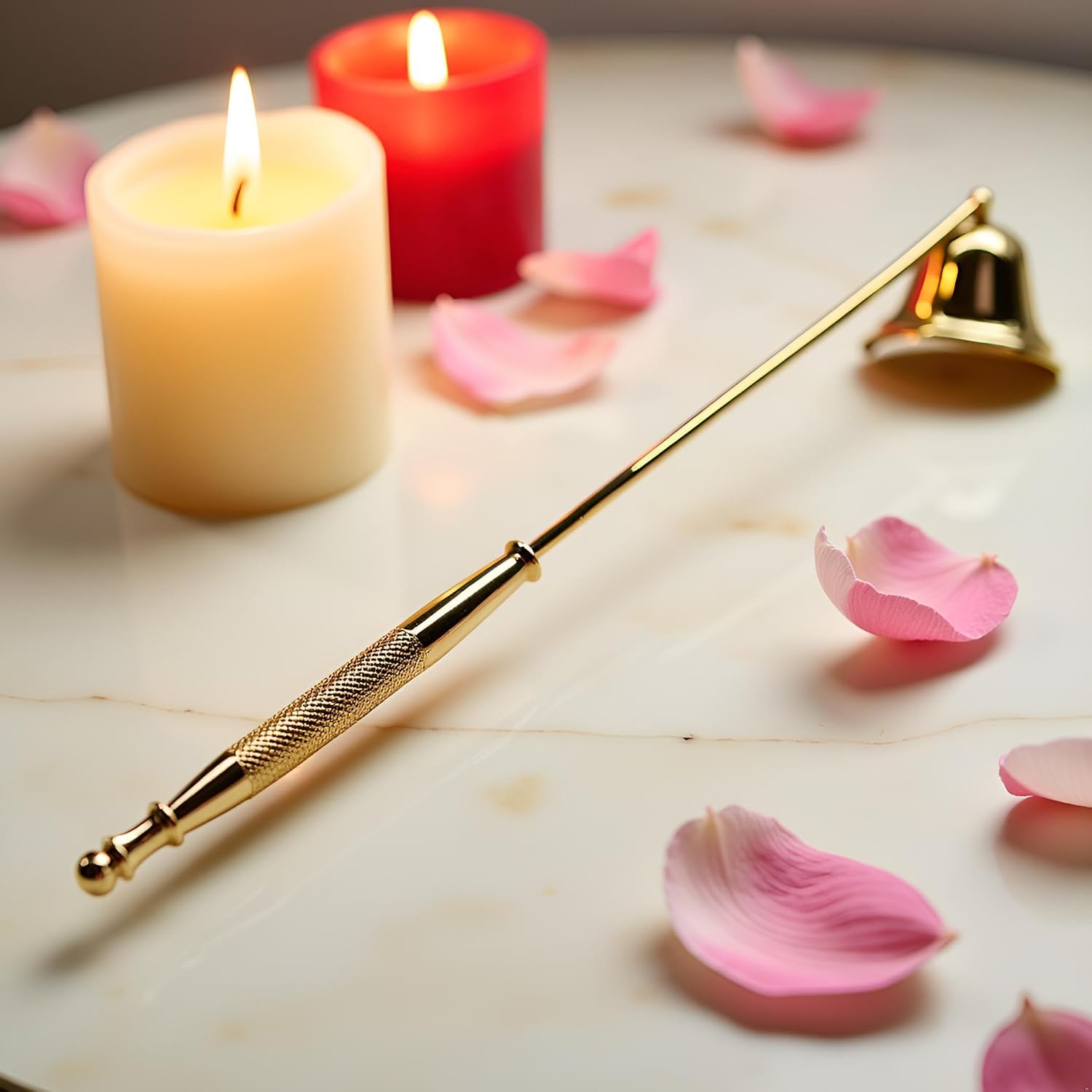 Gold Metal Candle Snuffer Wick Snuffer with Long Handle Candlesnuffers Smokeless Kit Candle Safely Extinguish Candles and Holders Candle Sleeves Accessories