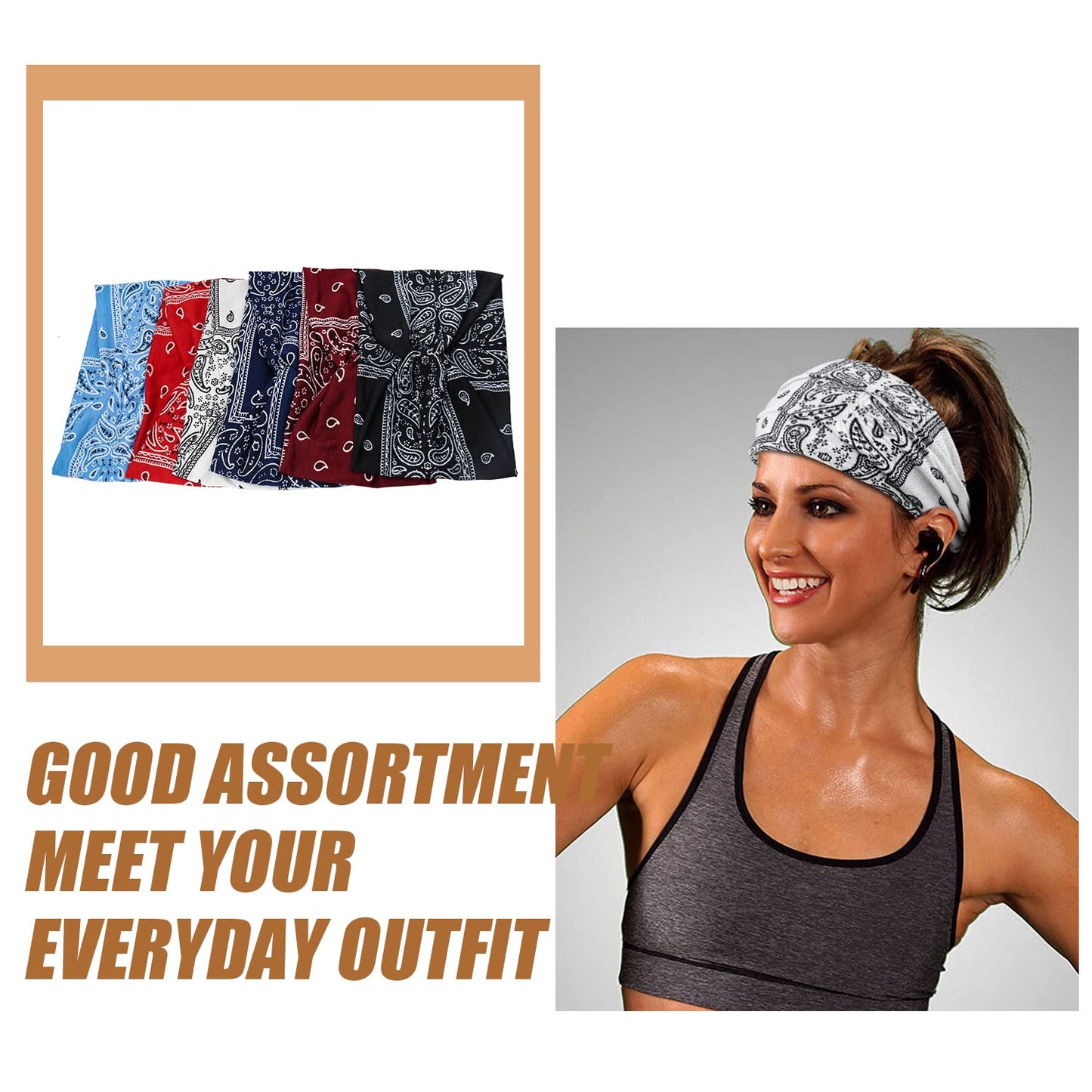 Wide Bandana Headbands for Women Twist Boho Headband Stretchy Turban Head band Head Wraps Yoga Workout Head Bands For Women's Hair,Pack of 6