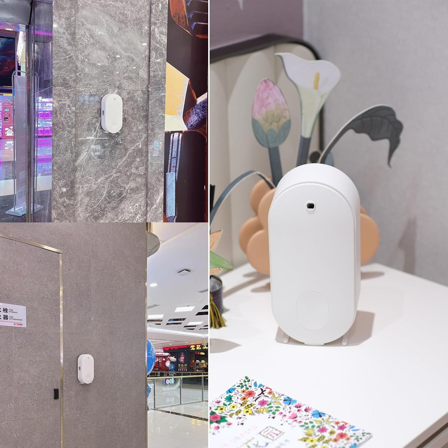 Waterless Essential Oil Diffuser, Wall Mounted Scent Diffuser, Battery Powered, APP Control, 100m² Coverage, 120ml Aromatherapy Diffuser for Hotel Office Mall(White)