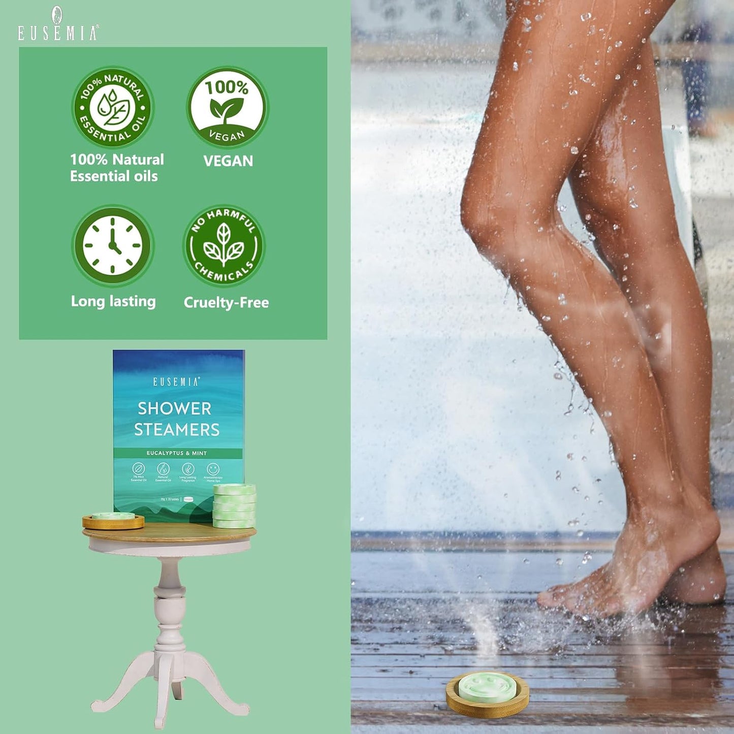 Eucalyptus Shower Steamers for Stress Relief-Aromatherapy Shower Bombs with Mint Natural Essential Oils for Women & Men (24 PCS Eucalyptus)
