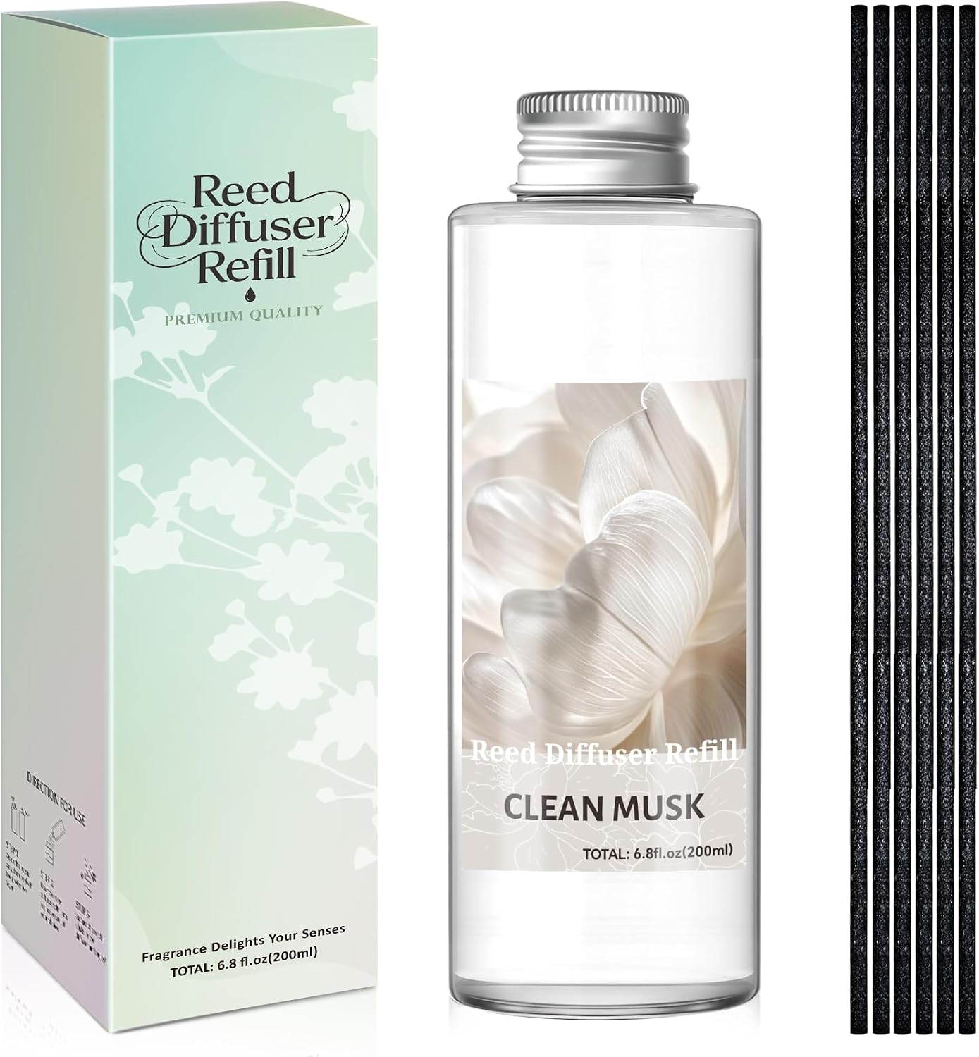 SCENTORINI Reed Diffuser Oil Refill, Clean Musk Diffuser Oil 6.76 Fl Oz, Natural Scented Essential Oil Refill Long Lasting Summer Home Fragrance for Room Spa Aromatherapy Bathroom