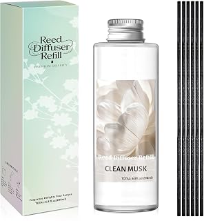 SCENTORINI Reed Diffuser Oil Refill, Clean Musk Diffuser Oil 6.76 Fl Oz, Natural Scented Essential Oil Refill Long Lasting Summer Home Fragrance for Room Spa Aromatherapy Bathroom