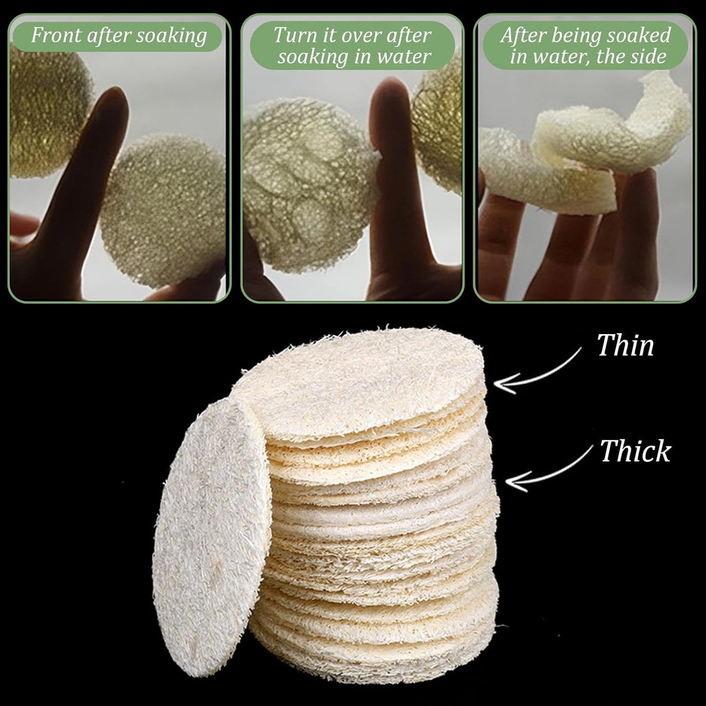 Nogeqi 20 Pcs Natural Loofah Sponge Pads for Washing Face, Exfoliating Body Face Scrub Pads for Makeup & Dead Skin Masks Removal, Exfoliating Face Pad for Women Men Cleansing Skin(2.17 Inch)