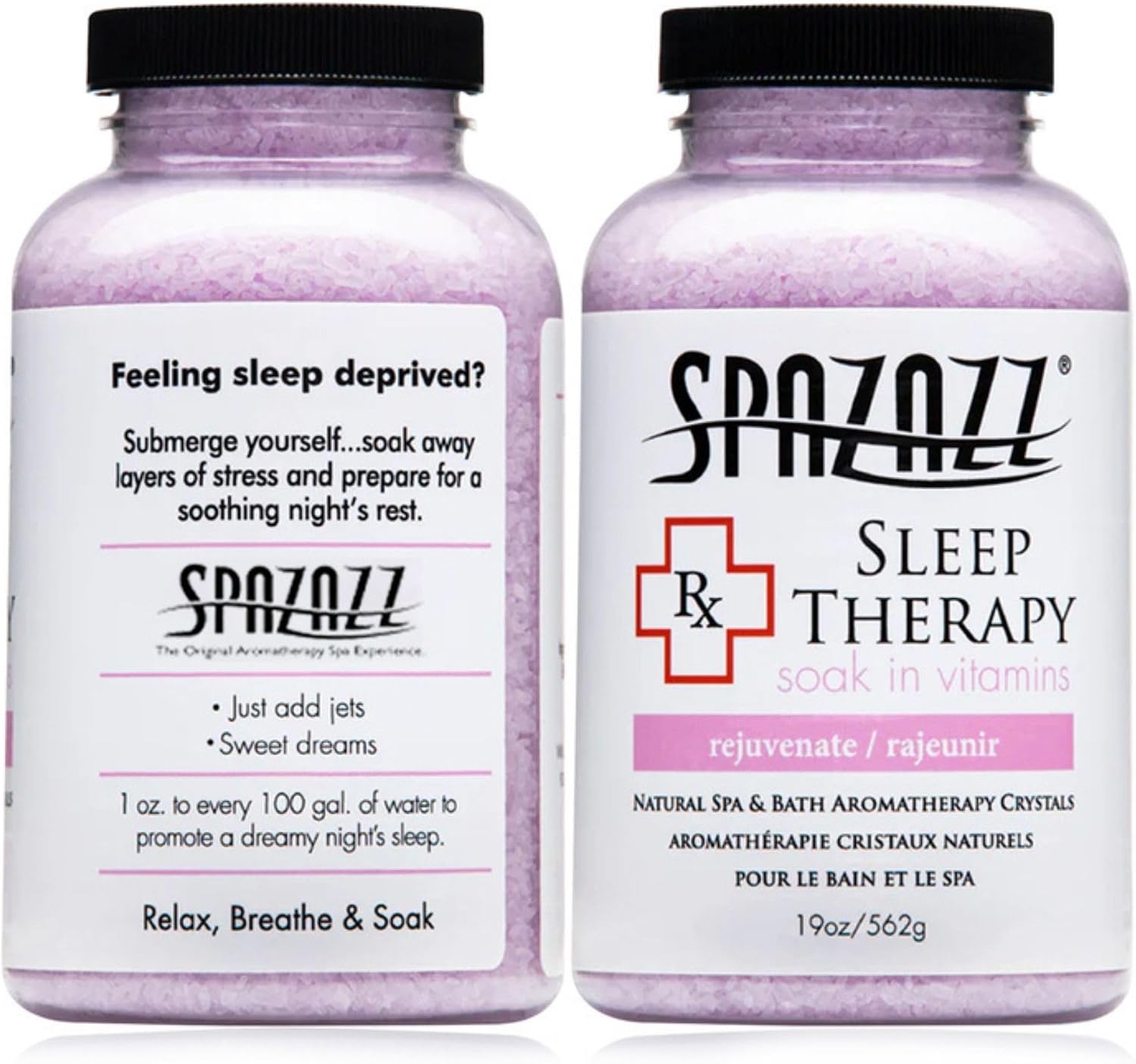 Spazazz Aromatherapy Salt Crystals 19oz – Sleep Therapy – Hot Tub & Bath Soak – Spazazz Hot Tub Crystals are Oil-Free & Safe for All Spas