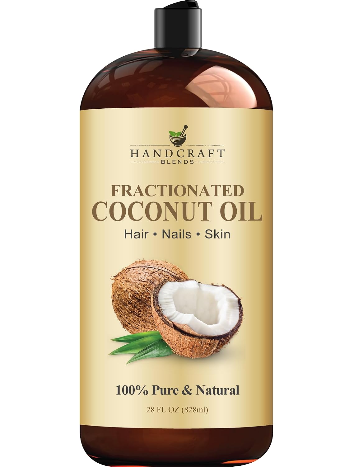 Handcraft Blends Fractionated Coconut Oil - 28 Fl Oz - 100% Pure and Natural - Premium Grade Carrier Oil for Skin and Hair