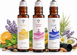 Essential Oil Roll On Set (3 Pack) – Sleep, Stress Relief & Revive Aromatherapy Rollers – Pre-Diluted Travel Size Blends for Relaxation & Bedtime – Wellness Gift for Women