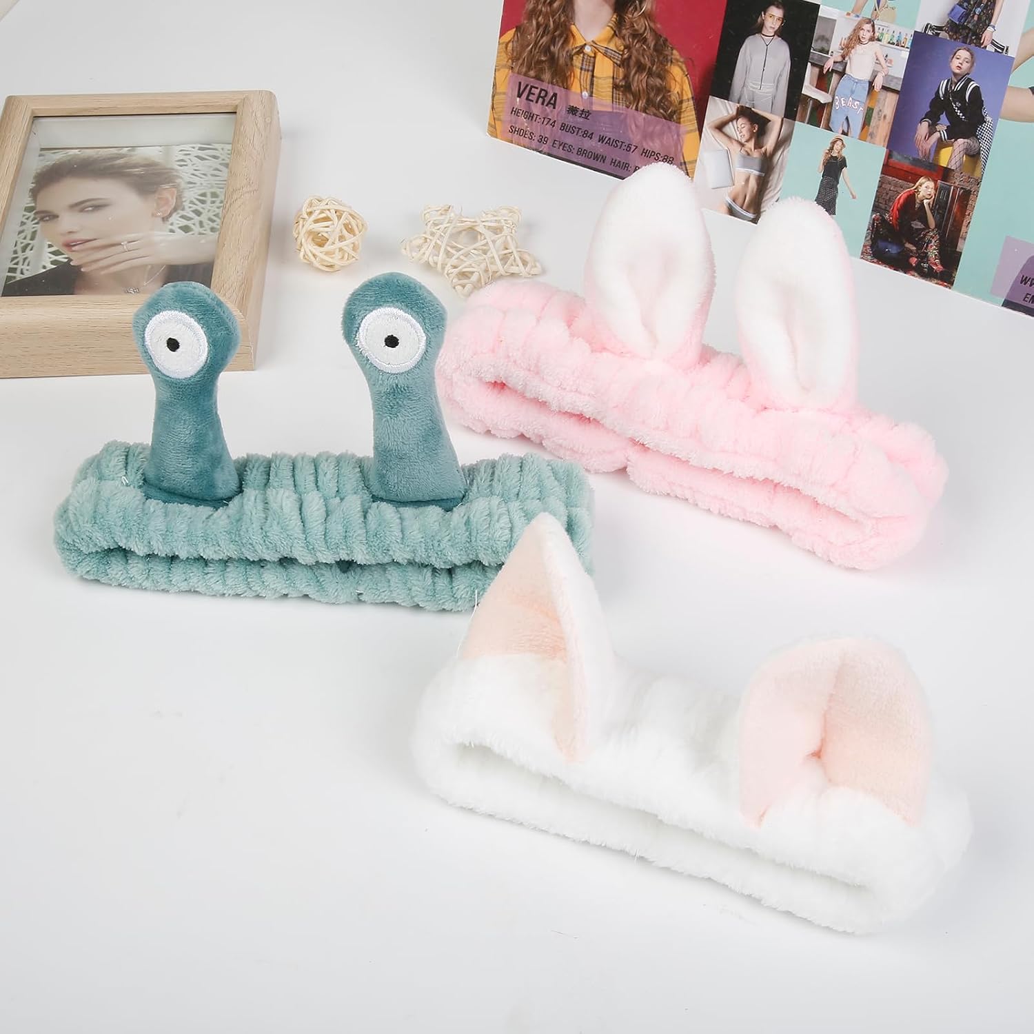 AIBFRID 6PCS Animal Ear Spa Headbands Face Wash Headband Cute Make Up Hairband Fuzzy Cat Head Band Soft Skincare Hair Accessories for Women Girls