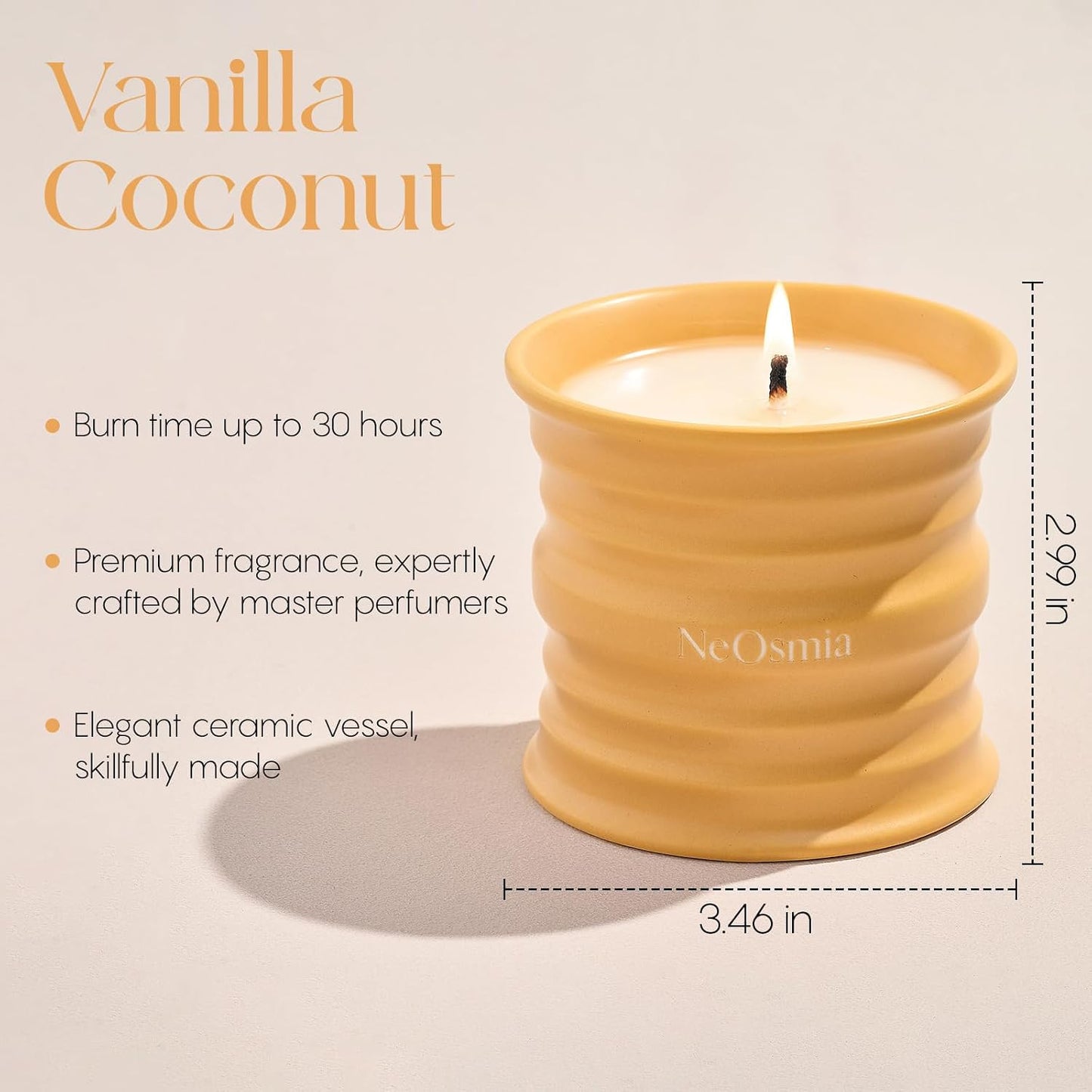 Vanilla Coconut Candle for Home Scented, Natural Soy Large Jar Candle, Long Lasting Soy Wax Candles, Aromatherapy Jar Candles for Relaxation, Home Decor & Gifts, 15.94 oz