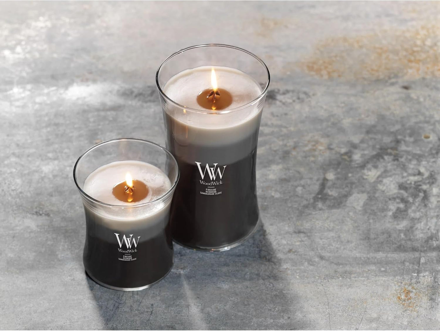 WoodWick Warm Woods Trilogy Holiday Candle Gifts for Women and Men, 9.7 oz Medium Hourglass Trilogy Candle with Crackling Wick