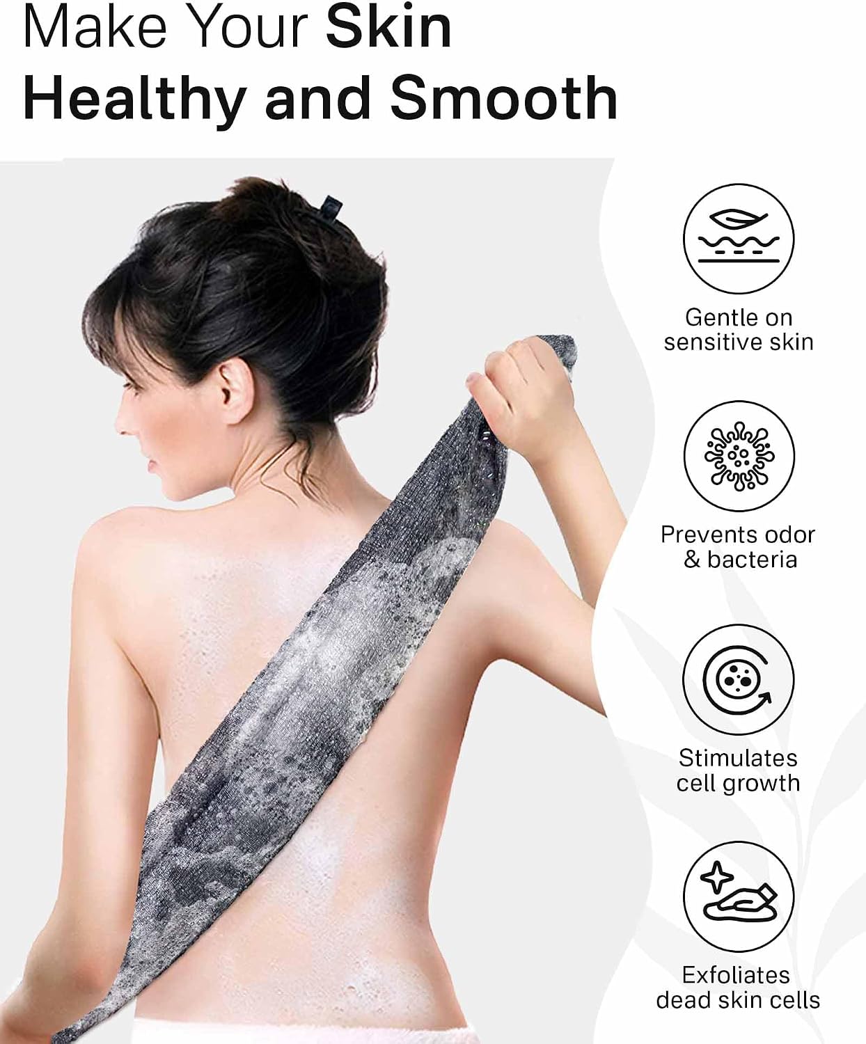 Yiclick Exfoliating Washcloth Towel, Back Scrubber for Shower for Women, Exfoliating Body Scrubber, Loofah Sponge Wash Cloth, Korean Japanese Exfoliating Shower Towel, Exfoliator Washer for Bath