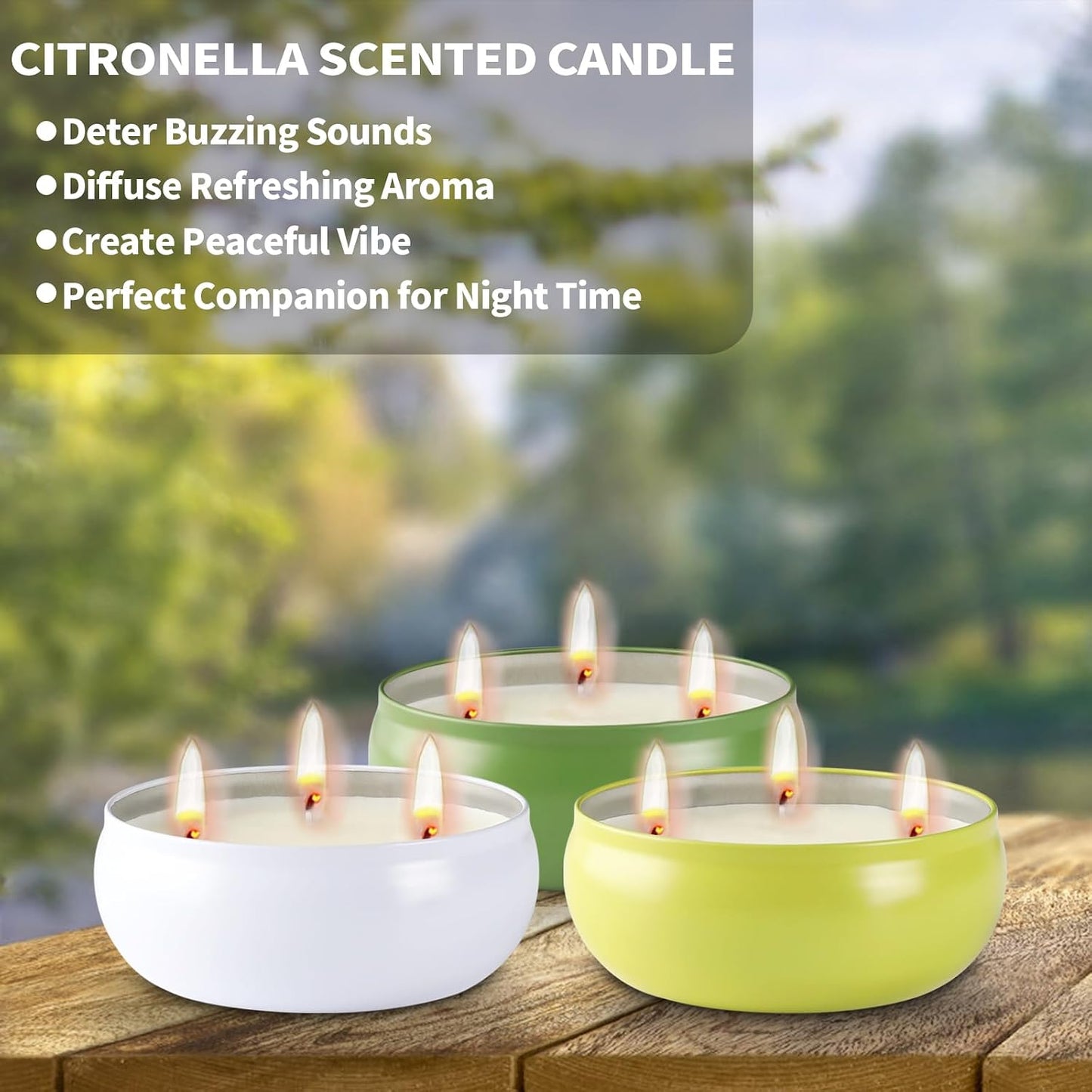 Citronella Candles Outdoor, Large Citronella Candle Set of 3, 12 oz 3 Wick Soy Candles with Natural Citronella Oil, 240 Hours Burn Time for Patio, Backyard, Deck, Garden, Camping, Summer Nights
