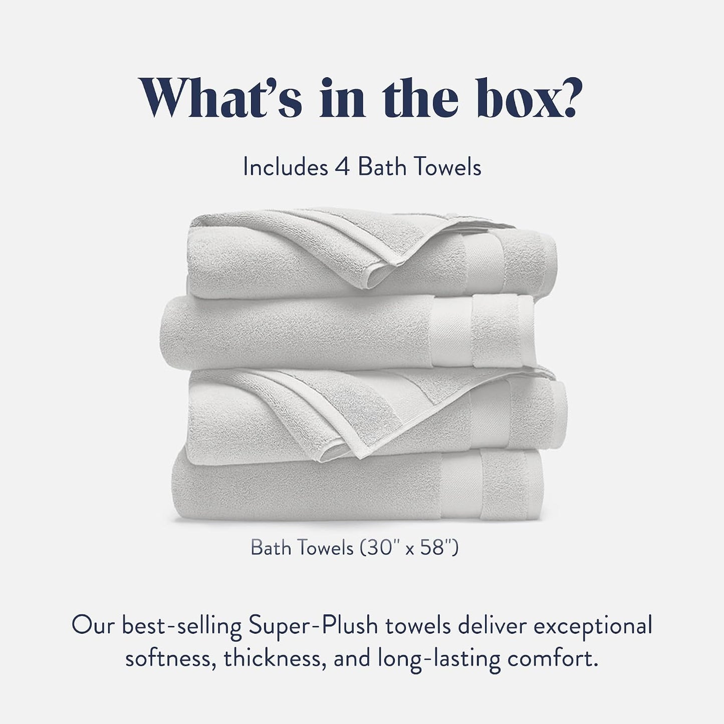 Brooklinen Super-Plush 100% Turkish Cotton Bath Towels - Set of 4-770 GSM, Highly Absorbent, Machine Washable, Perfect Bath Towel Set for Home & Bathroom (30" x 58", Pewter Grey)