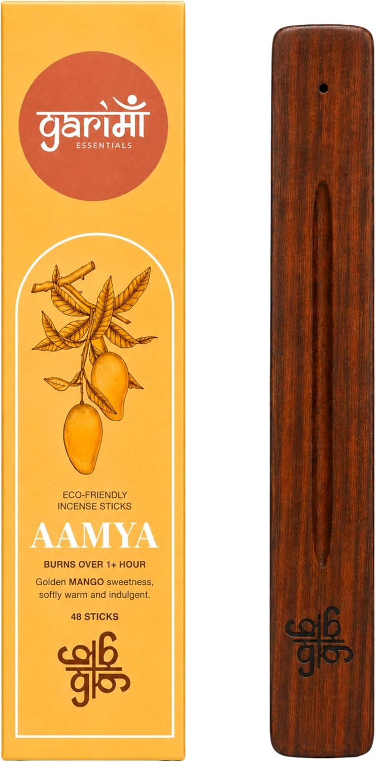 Premium Mango Fruity Scents Natural Incense Sticks -Long Lasting Charcoal Free Incense, Meditation, Yoga, Relaxation, Pack of 48 Sticks with Free Wooden Stand