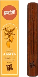 Premium Mango Fruity Scents Natural Incense Sticks -Long Lasting Charcoal Free Incense, Meditation, Yoga, Relaxation, Pack of 48 Sticks with Free Wooden Stand