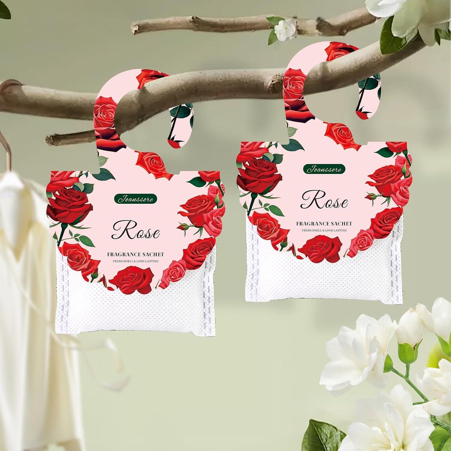15 Packs Rose Scented Sachets Bag for Drawers and Closets, Home Fragrance Sachet Long-Lasting Hanging Closet Deodorizer Smell Goods for House