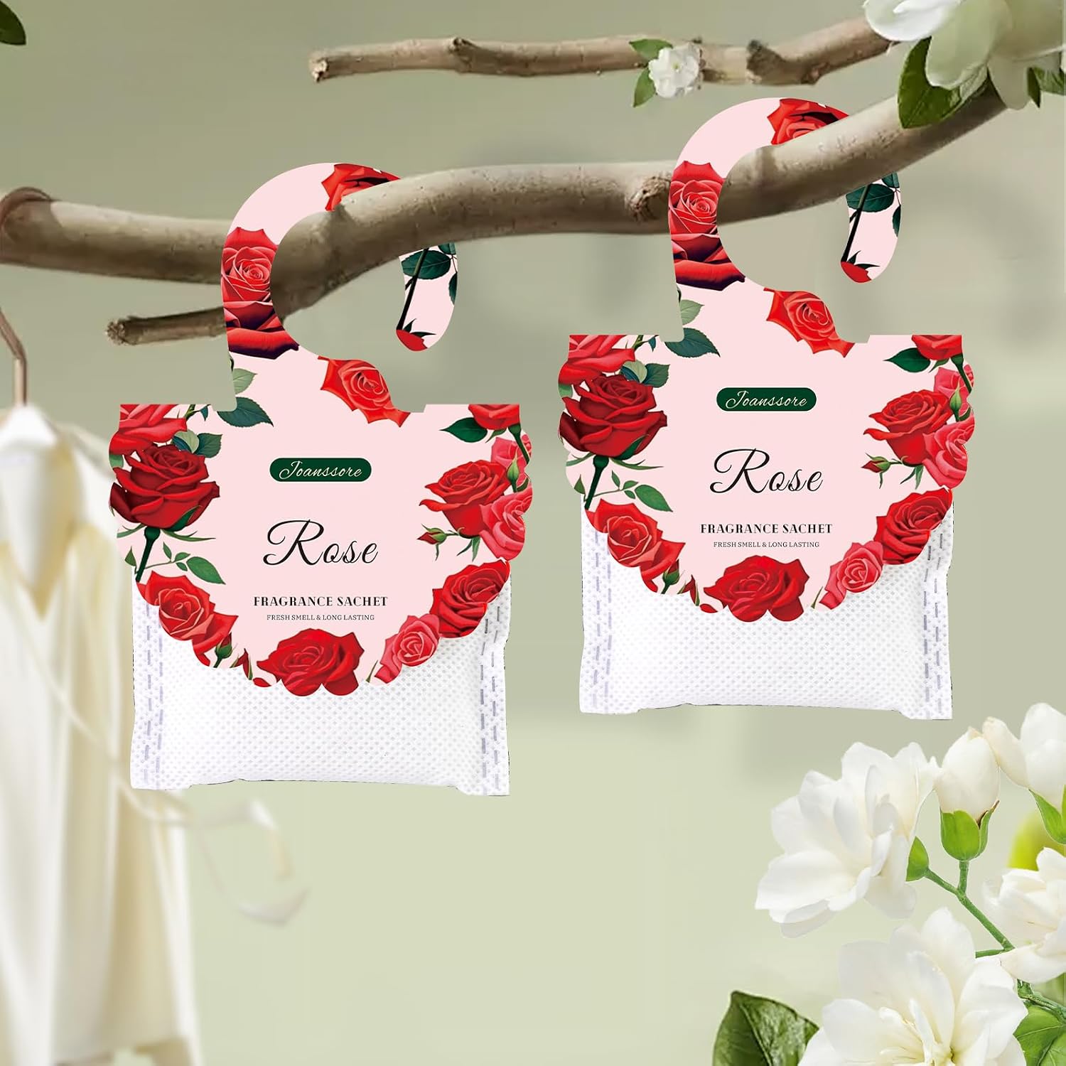 15 Packs Rose Scented Sachets Bag for Drawers and Closets, Home Fragrance Sachet Long-Lasting Hanging Closet Deodorizer Smell Goods for House