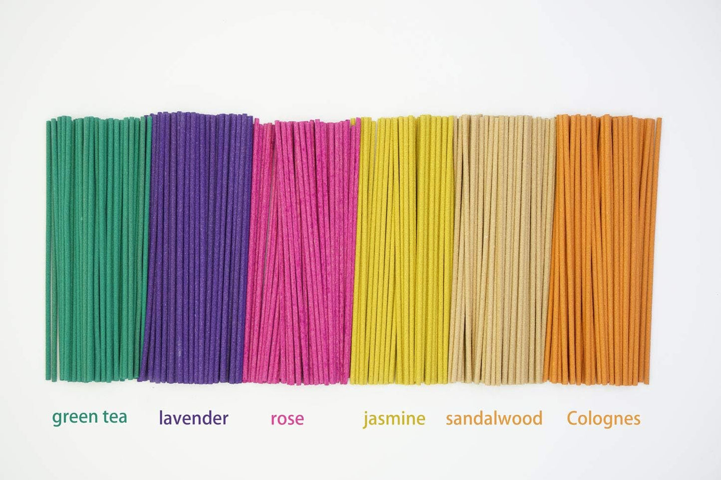 300PCS Incense Sticks Lavender Rose Jasmine Sandalwood Green Tea Colognes 6 Popular Incense Flavors Great for Aromatherapy(Colorful)