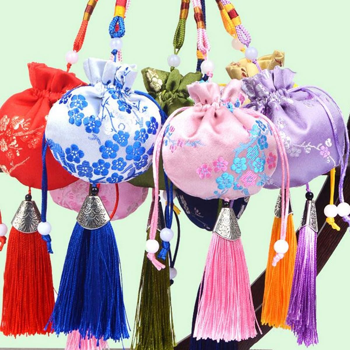 Snadulor 30 Pcs Drawstring Sachet Bags,Chinese Sachet Silk Brocade Coin Bags Pouches with Drawstring Jewelry Gift Bag Candy Sachet Bag.