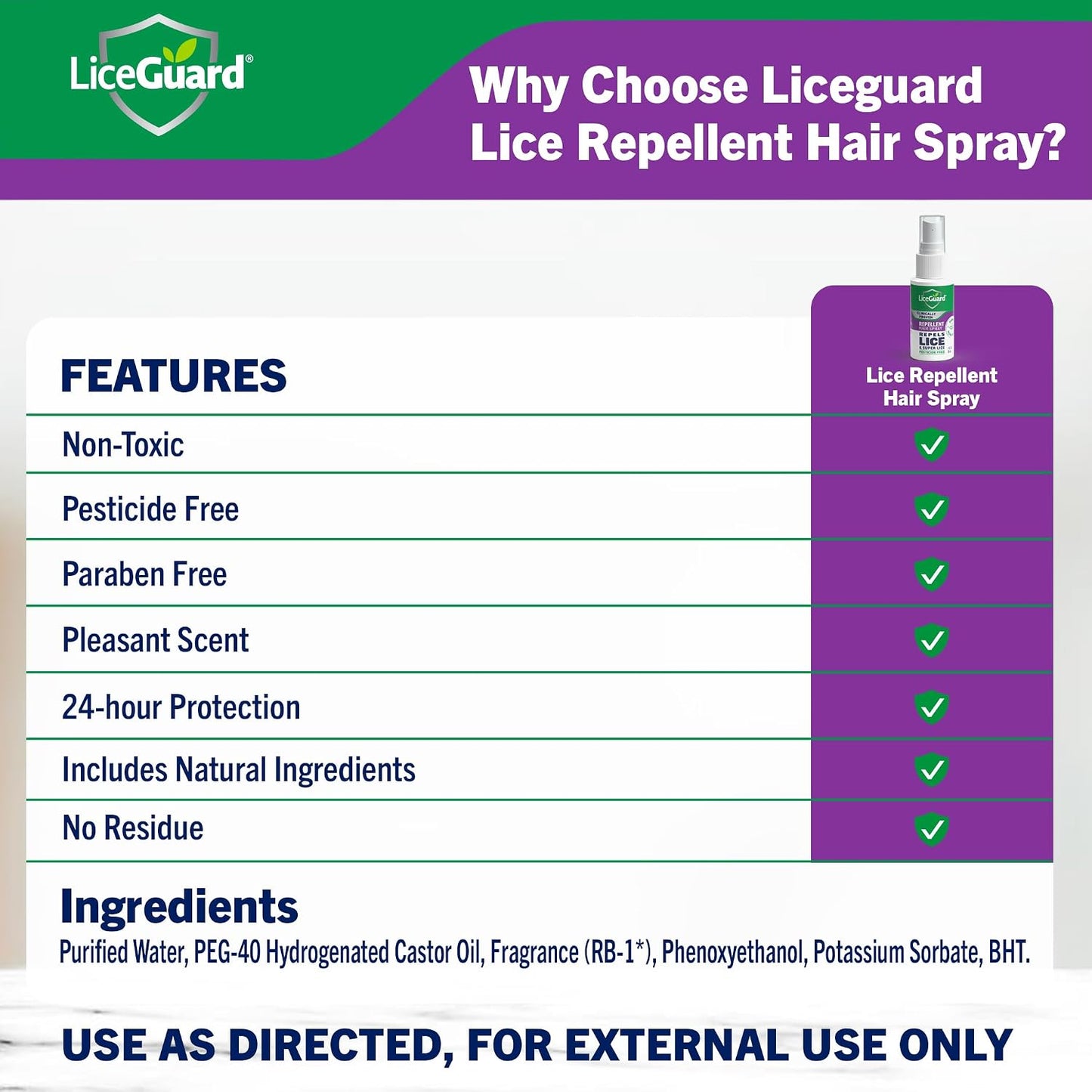 LiceGuard Lice Spray, 1 Fl Oz, Concentrated, Preventative Lice Treatment for Kids & Adults, Clinically Tested to Provide 24Hr Egg & Nit Protection, Made with Natural Ingredients, Gentle for Daily Use