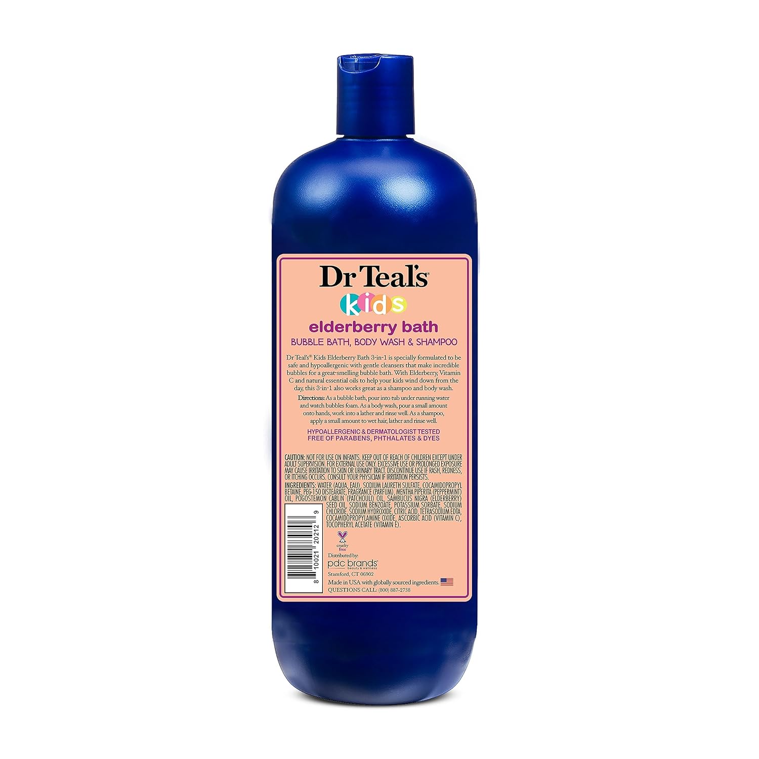 Dr Teal's Kids 3-in-1 Elderberry Bath: Bubble Bath, Body Wash & Shampoo, 20 fl oz