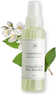 European Spa Source Jasmine + Eucalyptus ShowerSpa Mist Spray for Aromatherapy, At Home Spa Experience, Sinus Congestion Relief, and Tension Relief, 4 fl oz.