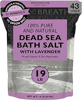 Aromasong Pure Dead Sea Salt for Soaking with 100% Natural Lavender, 19 LB - Spa Bath Salt Fine Grain - Body Wash Scrub - Soak for Women & Men- Bulk Resealable Pack