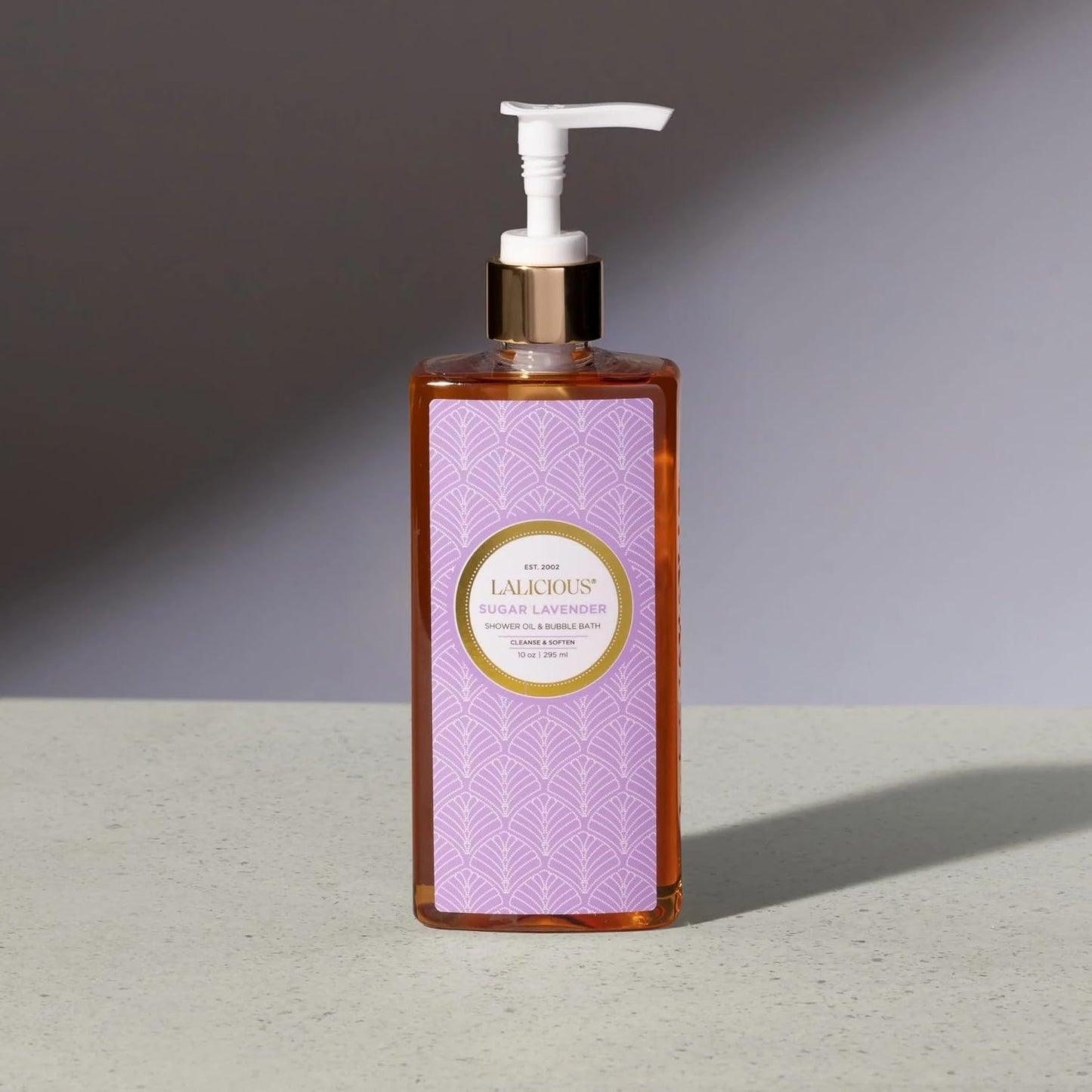 LALICIOUS Sugar Lavender Shower Oil & Bubble Bath, Moisturizing Body Wash with Topical Probiotics & Grapeseed Oil, Multi-Use Softening Cleanser for Shower, Bath & Shaving, 10 oz