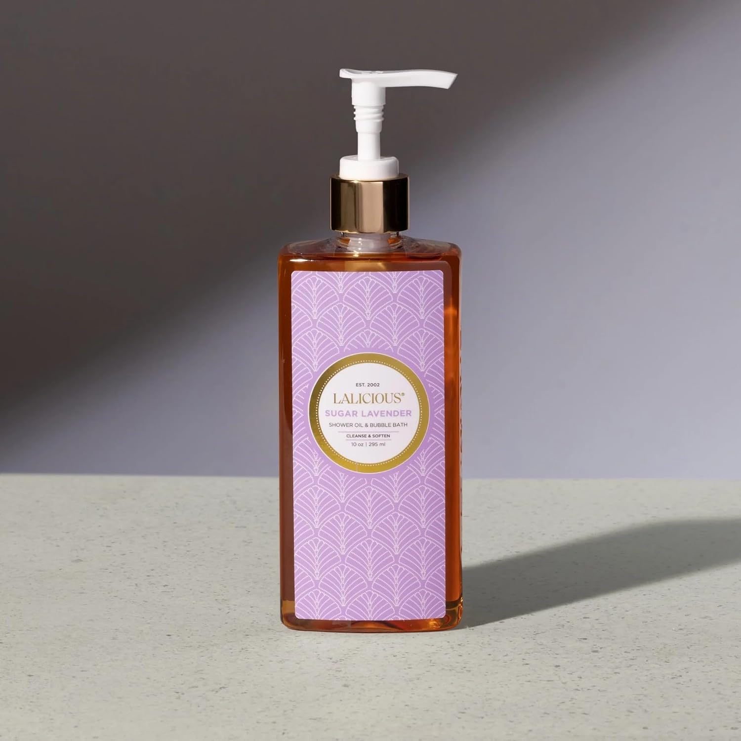 LALICIOUS Sugar Lavender Shower Oil & Bubble Bath, Moisturizing Body Wash with Topical Probiotics & Grapeseed Oil, Multi-Use Softening Cleanser for Shower, Bath & Shaving, 10 oz