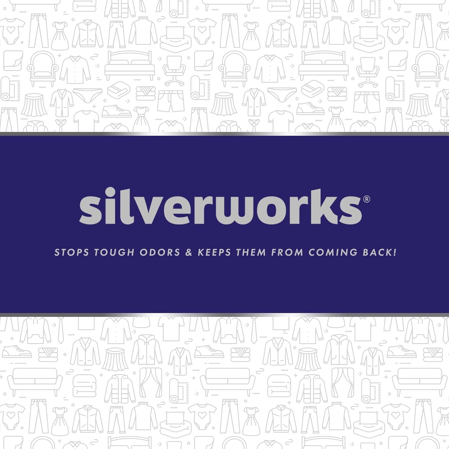 SilverWorks! Fabric Spray Odor Eliminator For Home - Powerful, Natural Silver Ion Deodorizing Technology - Clothes, Furniture And Couch Deodorizer Odor Eliminator And Refresher Spray -16.9oz