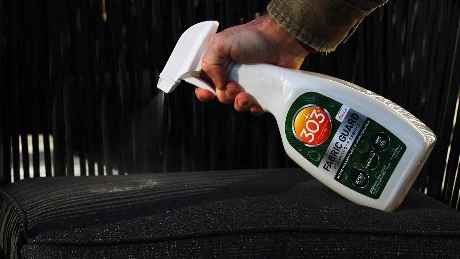 303 Products Fabric Guard, Water Repellent Spray for Outdoor Fabrics – Protects Upholstery, Cushions & Canvas, Stain Protection, Sunbrella Recommended, 32 oz