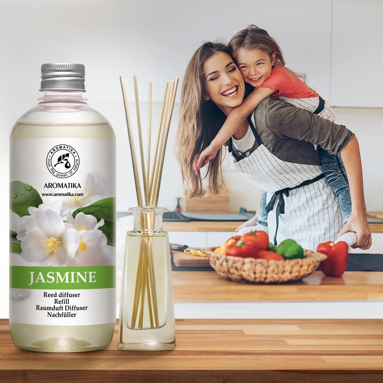 Jasmine Reed Diffuser Refill - 4x17 Fl Oz - Scented Reed Diffuser Refill - Home Fragrance - Air Freshener - Room Freshener - Floral & Long Lasting Scent - Aromatherapy