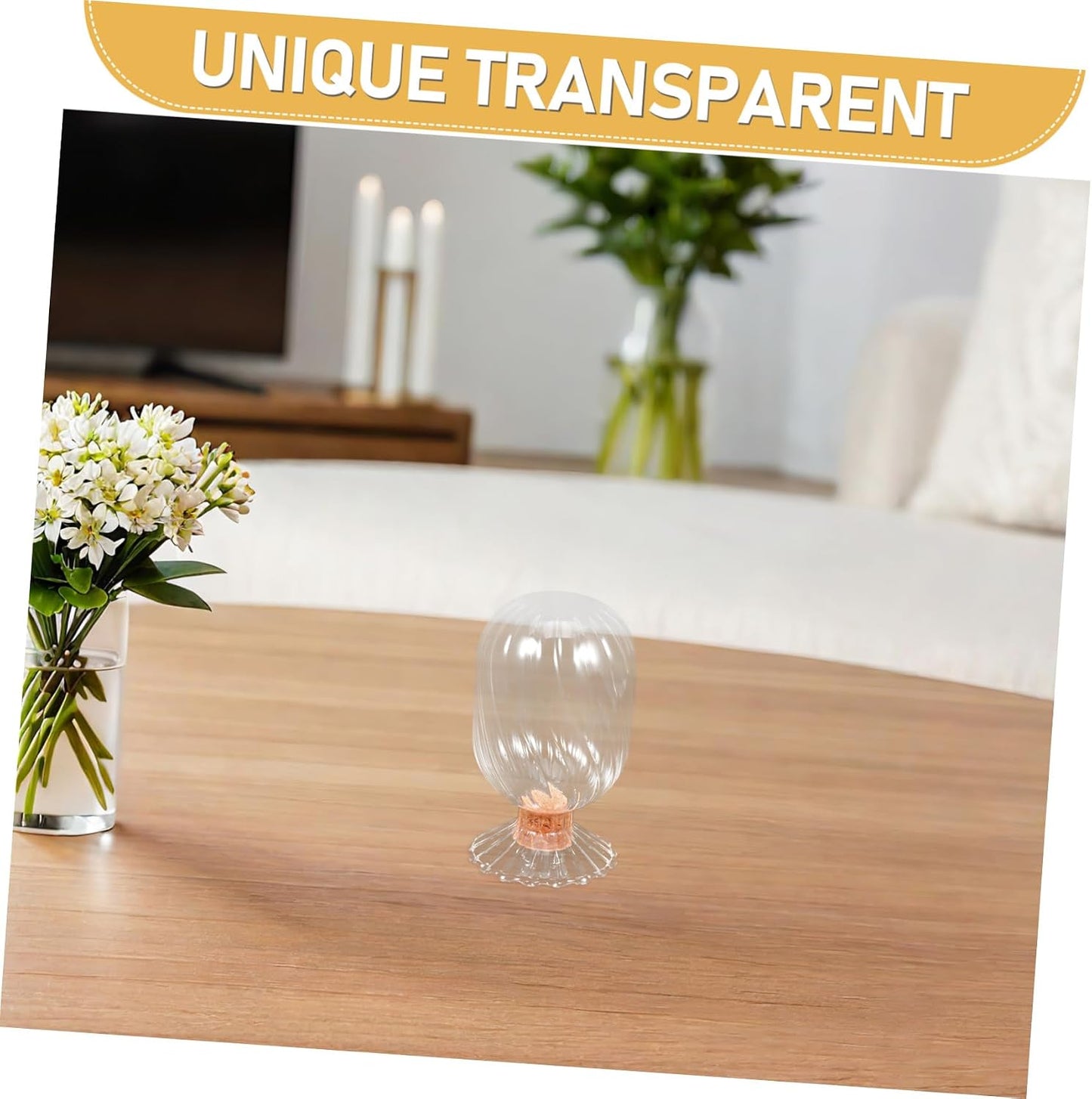 ULTECHNOVO Helix Shaped Matchstick Holder Transparent Glass Canister for Decorative Display for Fireplace Bathroom Cork Stopper Included Elegant Storage