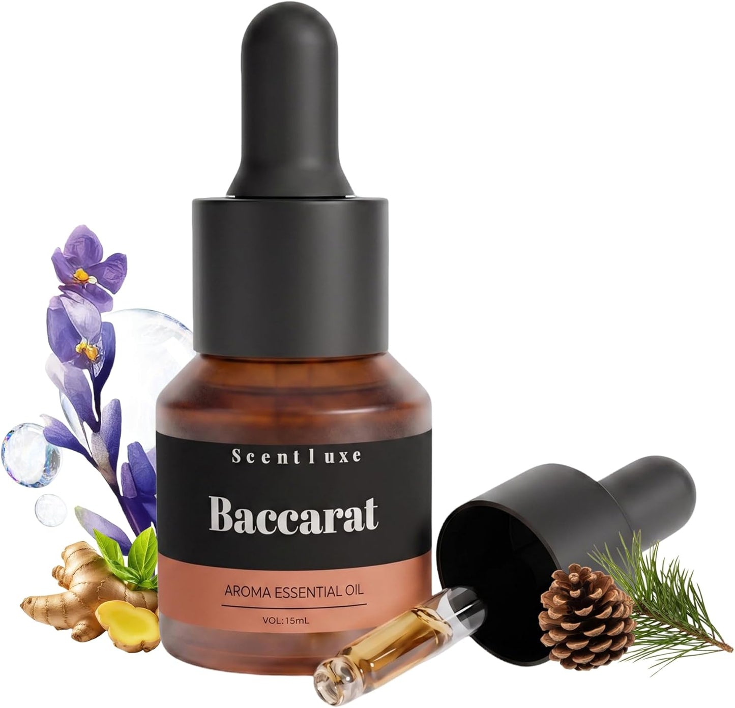 Hotel Diffuser Oil & Fragrance Scent Oil Inspired Baccarat - Essential Oil Blend for Home HVAC, Cold-Air & Ultrasonic Diffusers 15mL Glass Dropper Bottle with Luxury 5-Star Hotel Aromatherapy