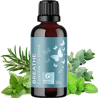 Breathe Essential Oil for Diffuser - Invigorating and Refreshing Breathe Essential Oil Blend with Eucalyptus Peppermint Tea Tree and Mint for Diffusers for Home and Shower Aromatherapy (1 Fl Oz)