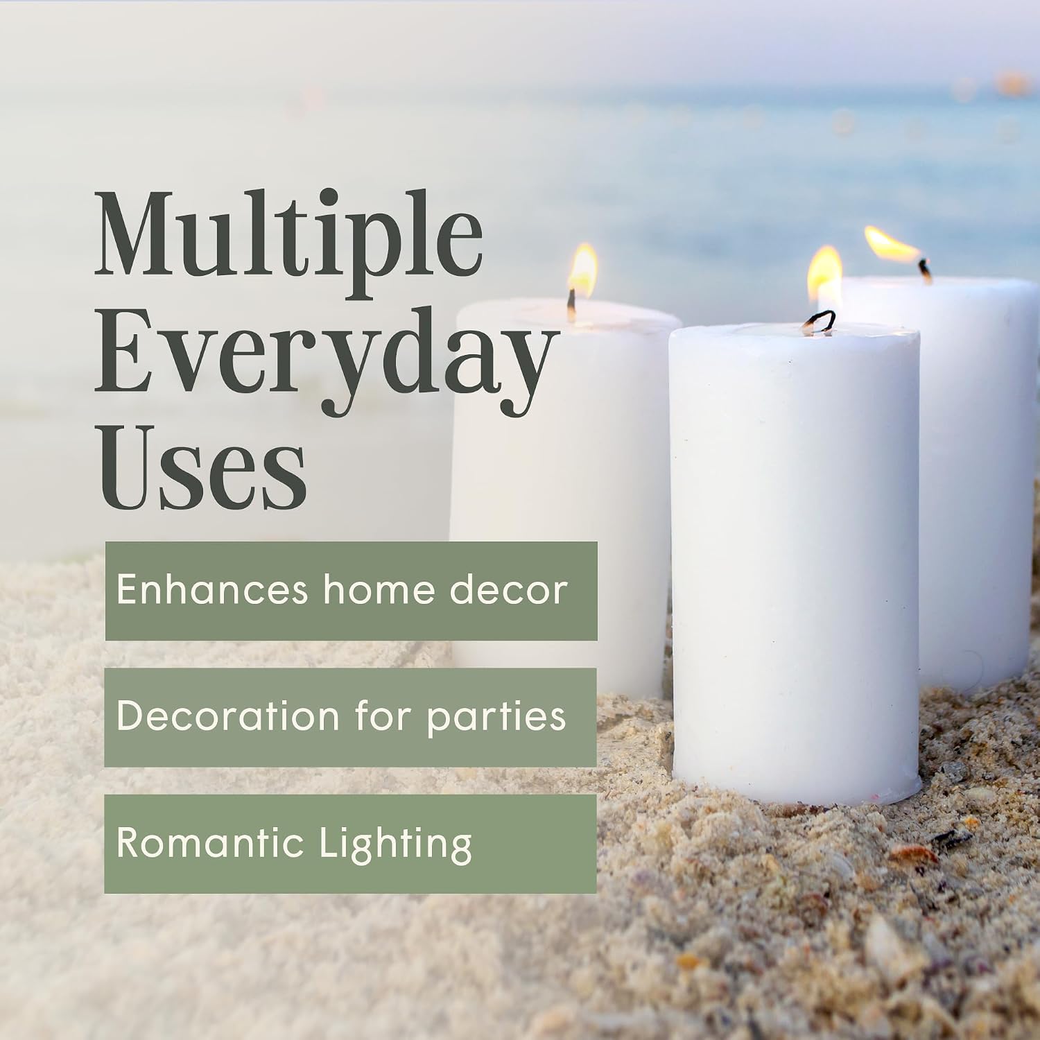 Mister Candle - Citronella Candles, Ideal for Outdoor & Indoor Use, 3"x4" White Pillar Candles Set of 3, Hand Poured, Premium Wax & Dripless, 60 Hour Burn Time