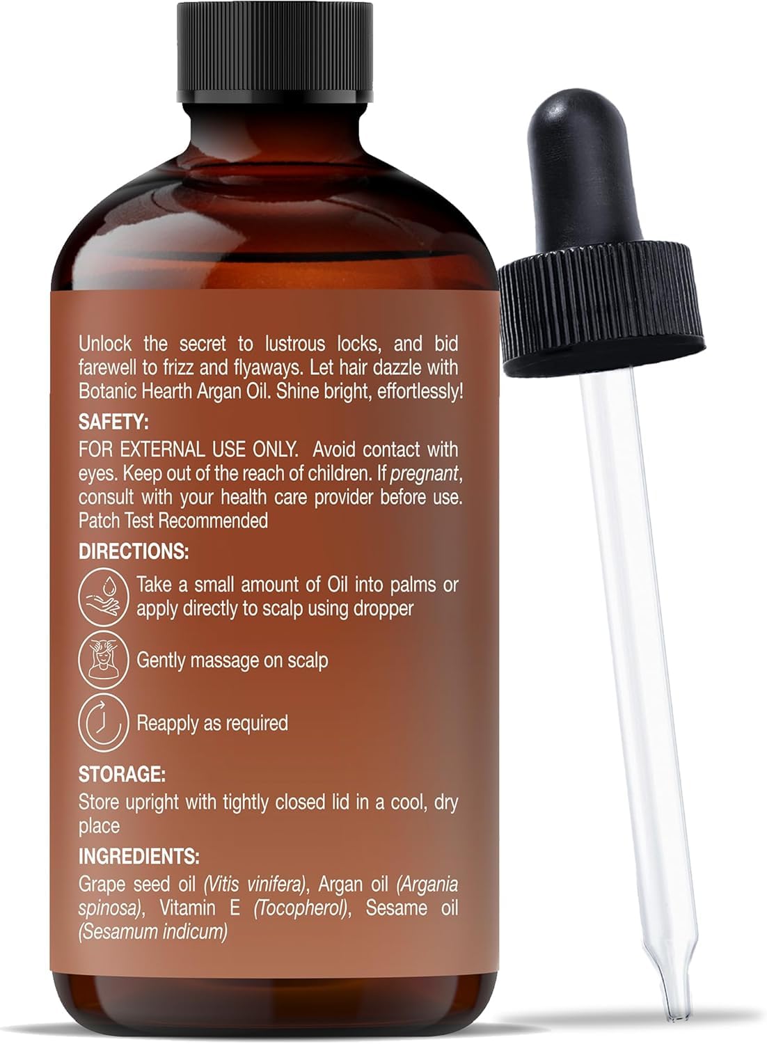 Botanic Hearth Argan Hair Oil for Adult Hydration, Nourishing, Strengthening, Curly, Frizzy, Dry, Damaged Hair, Non-GMO Verified, 4 fl oz, 1 Count
