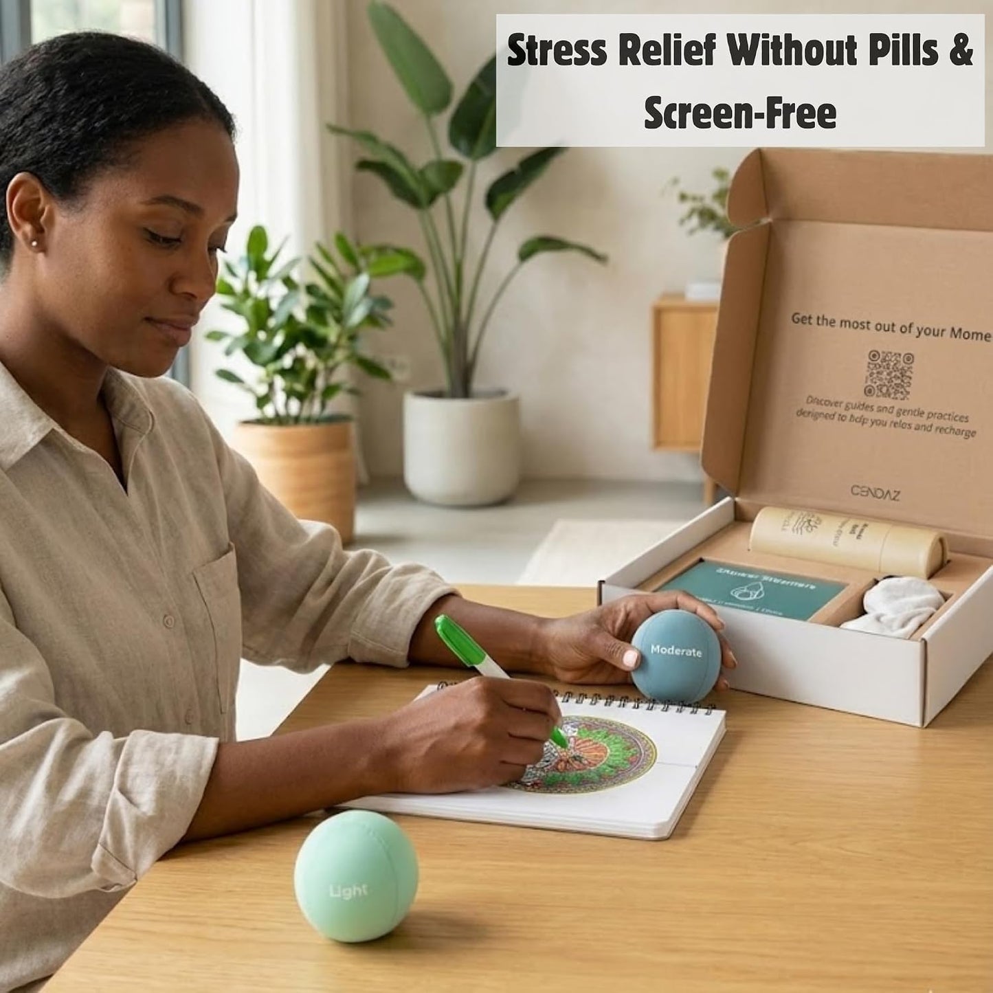 Stress Relief Gifts with Heated Eye Mask, Stress Balls for Adults, Shower Steamers & Adult Coloring Book for sinus relief – Self Care Relaxation Kit, Anxiety Relief Items