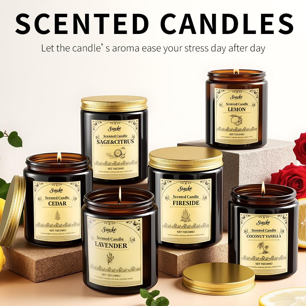 Lavender Scented Candles, 7oz Soy Wax Candle, Long Lasting Aromatherapy Jar Candle for Home, Scented Long Burning Candle Gift for Women and Men