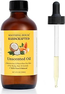 Almond Coconut Unscented Moisturizing Body Oil with Fractionated Coconut Oil, Vitamin E, Radiant Looking Glow and Skin Hydration, Instant Absorption, Body, After-Shower oil, 4 Ounces