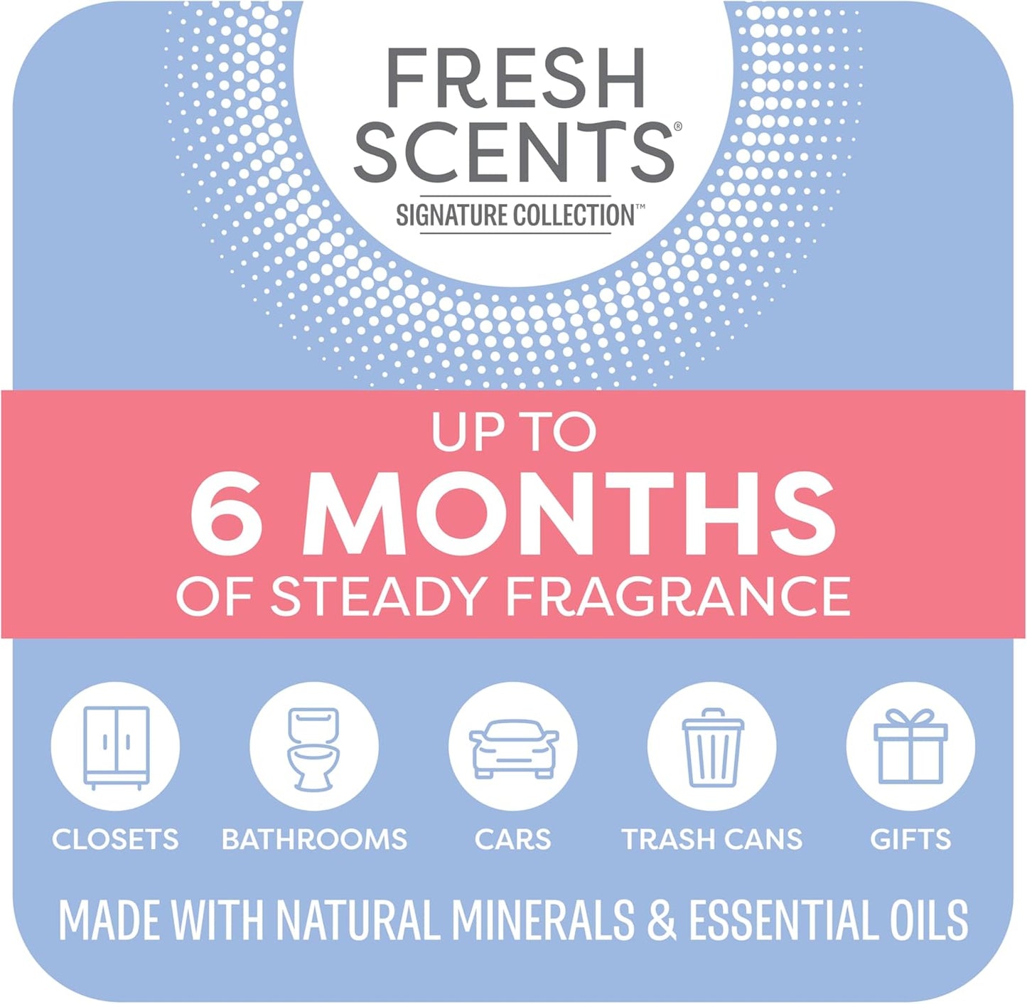 Fresh Scents Scented Sachets | White Cotton |Home Fragrance | Long Lasting (Up to 6 Months) | Air Freshener for Closets, Drawers, & Cars | 6 Pack