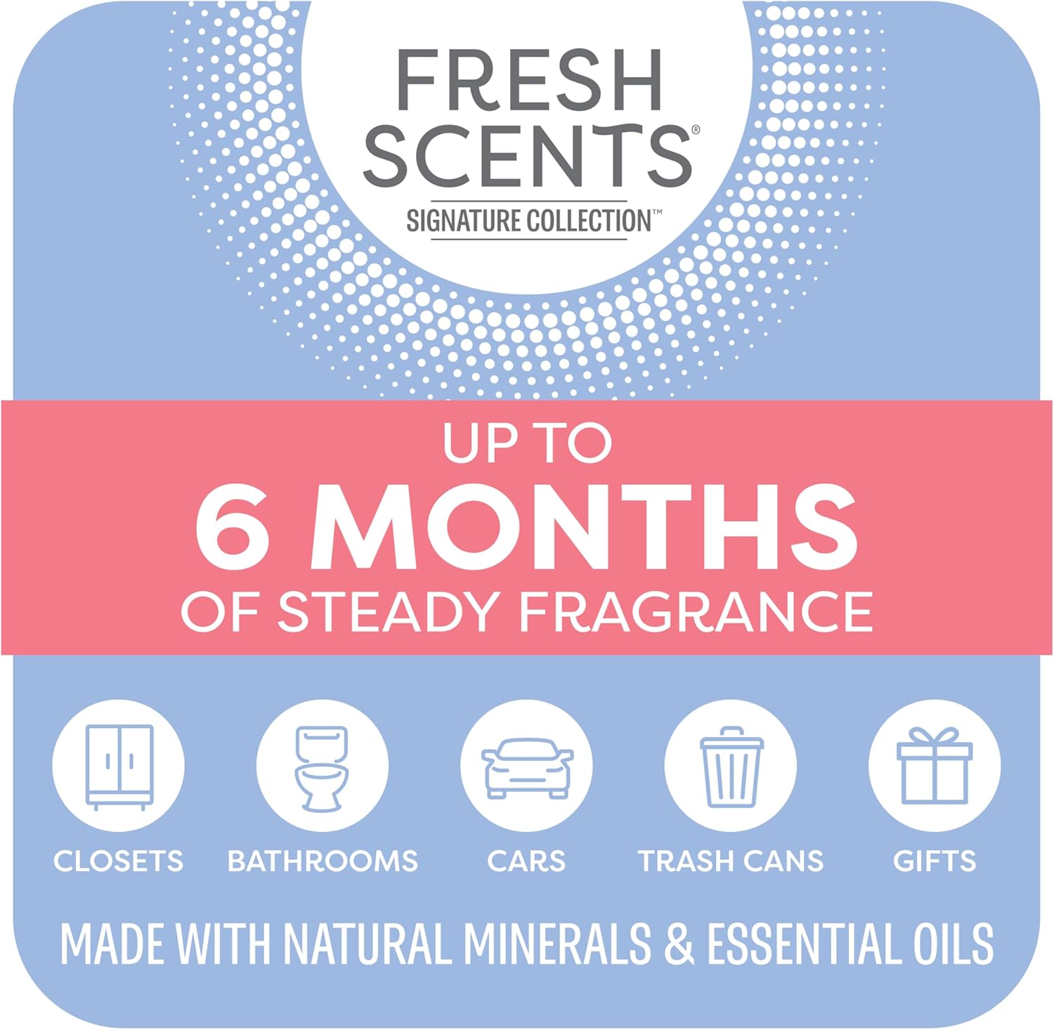 Fresh Scents Scented Sachets | White Cotton |Home Fragrance | Long Lasting (Up to 6 Months) | Air Freshener for Closets, Drawers, & Cars | 6 Pack