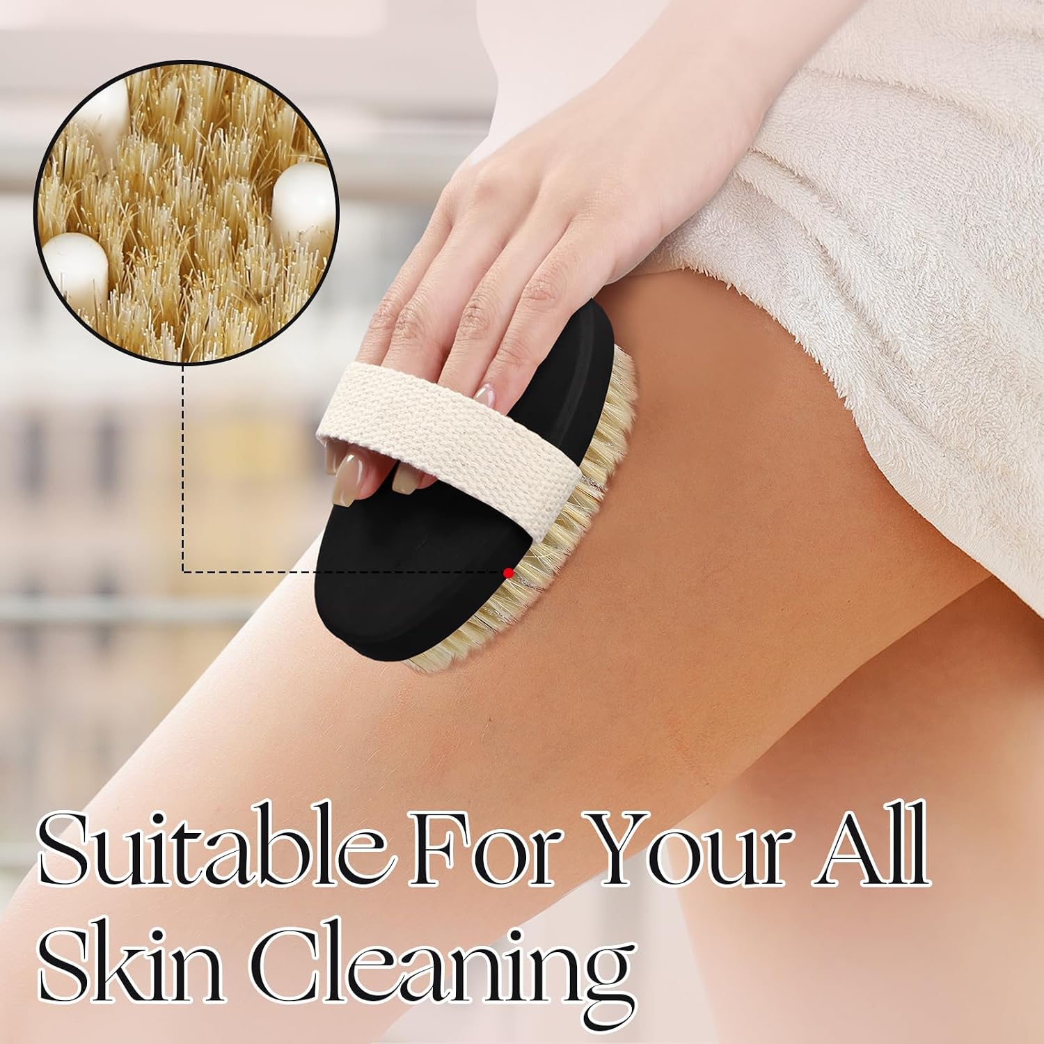 Gejoy 10 Pcs Dry Brushing Body Brush for Lymphatic Drainage Exfoliating Brush with Massage Nodule Dry Skin Body Scrubber Cellulite Shower Circulation Dead Exfoliator (4.92 x 2.56 Inches,Black)
