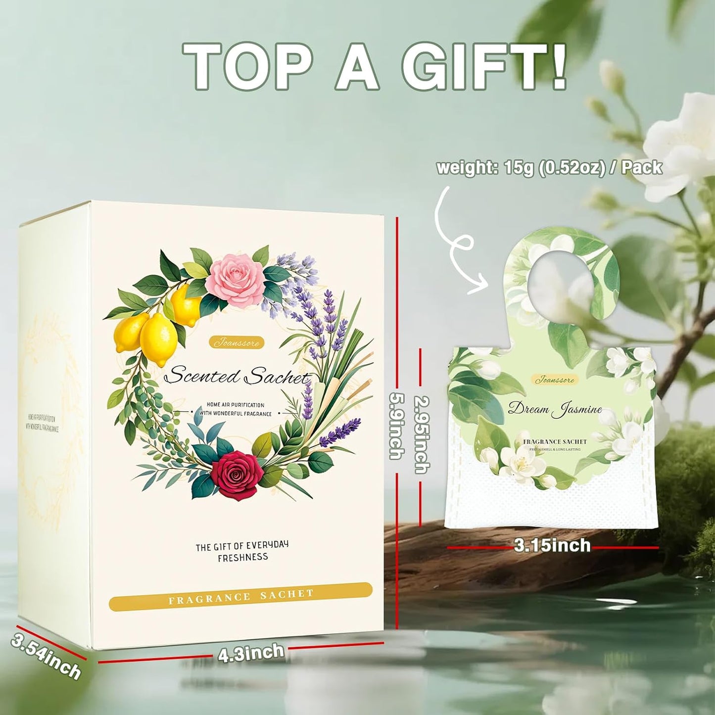 15 Packs Scented Sachets Bag for Drawers and Closets, Home Fragrance Sachet, Long-Lasting Hanging Closet Deodorizer Smell Goods for House (Dream Jasmine)
